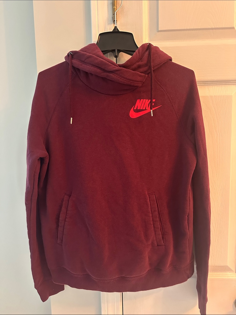 Nike Burgundy Hoodie with Red Swoosh- Women’s Aize Large- in great shape!
